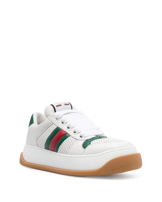 Gucci White Screener Leather Sneakers
