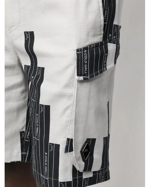 A_COLD_WALL* Gray Vector-Monogram Cargo Shorts for men