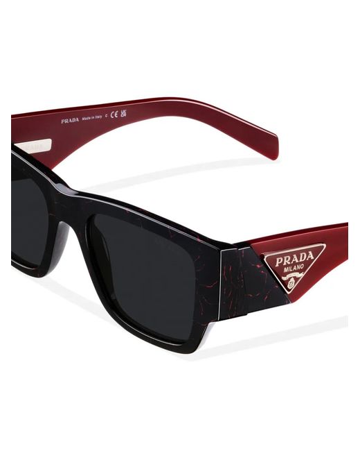 Prada Black Triangle Logo Square-Frame Sunglasses for men