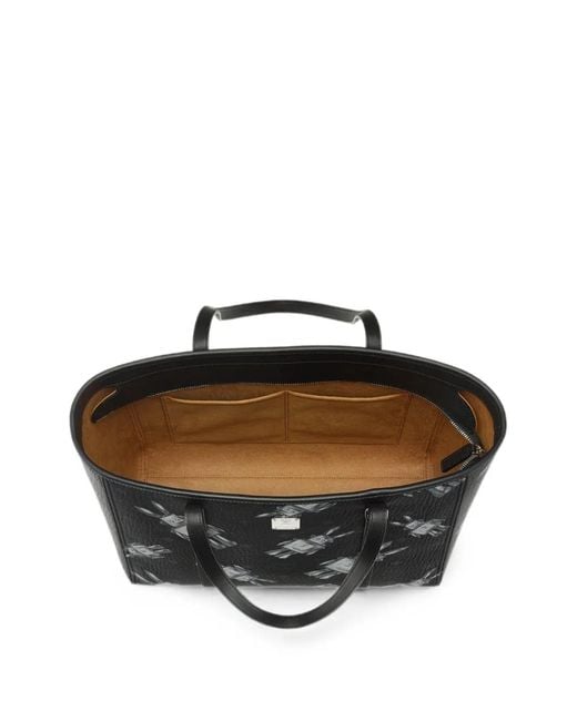 MCM Black Visetos-Print Rabbit-Motif Tote Bag