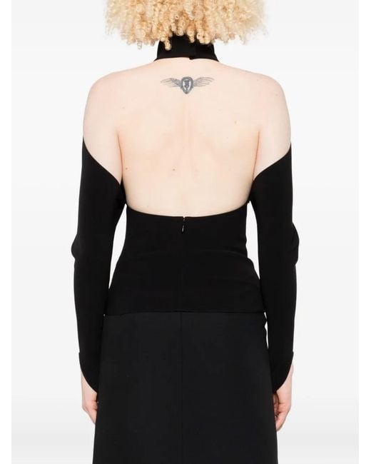 Courreges Black Cold-Shoulder Top