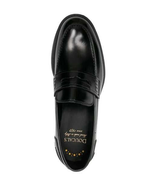 Doucal's Black Round-Toe Leather Loafers for men