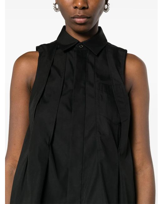 Sacai Black Sleeveless Pleated Shirt