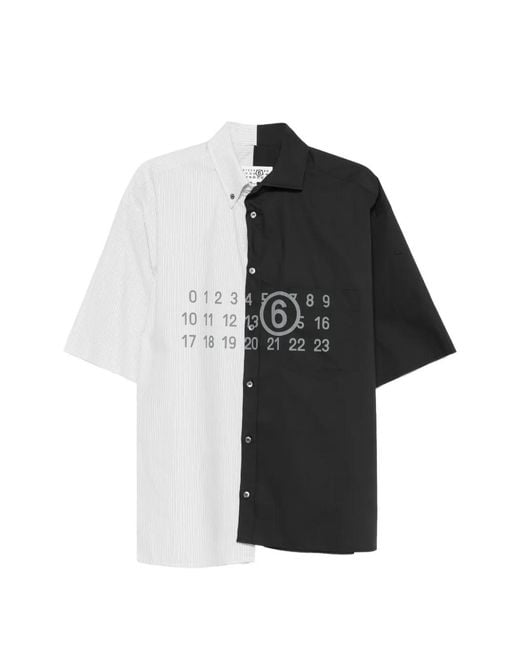 MM6 by Maison Margiela Black Striped Panelled Shirt for men