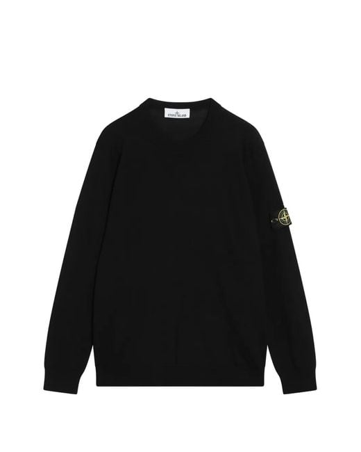 Stone Island Black Logo-Patch Sweater for men