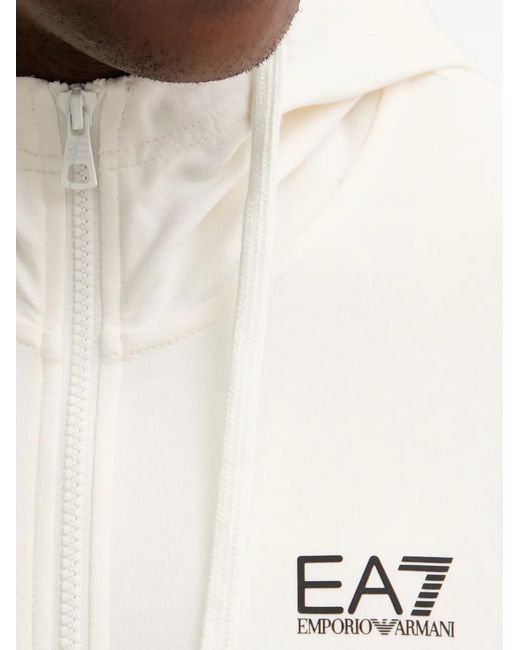 EA7 White Zip-Up Hoodie for men