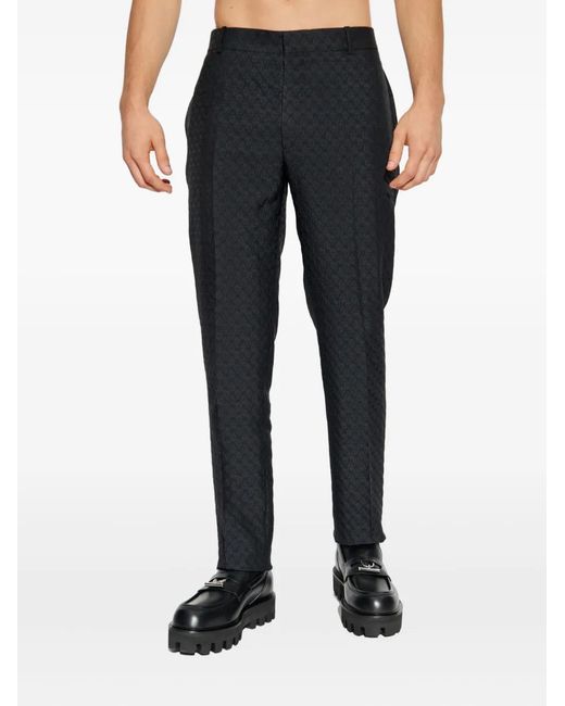 McQueen Blue Skull-Pattern Trousers for men