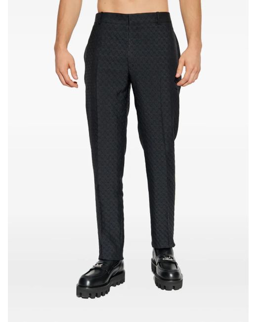 McQueen Blue Skull-Pattern Trousers for men