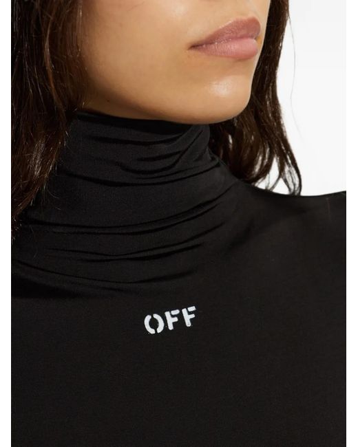 Off-White c/o Virgil Abloh Black Logo-Embroidered High-Neck Top