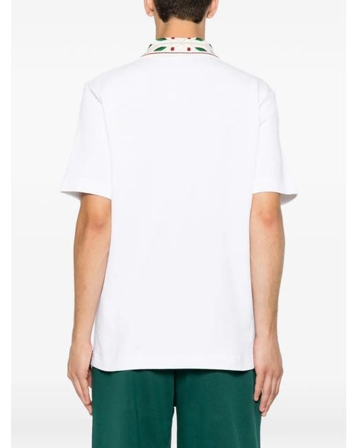 Casablanca White Logo-Embroidered Polo Shirt for men