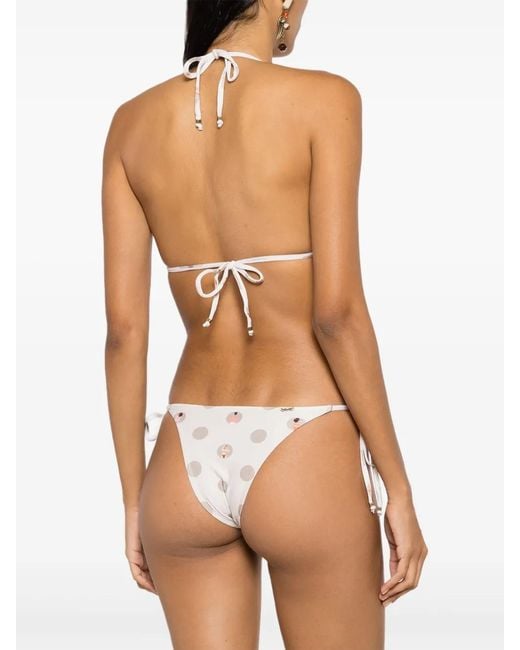 Amir Slama White Graphic-Print Halterneck Two-Piece Bikini