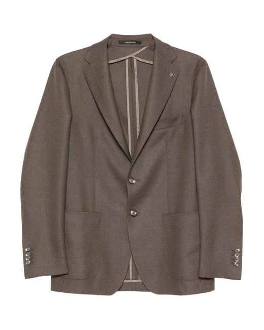 Tagliatore Brown Textured Two-Button Blazer for men