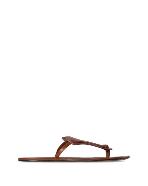 The Row Brown Helena Knotted Flip Flops