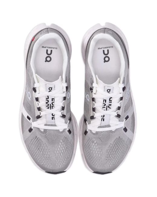 On Shoes White Mesh Lace-Up Trainers with Perforated Detailing