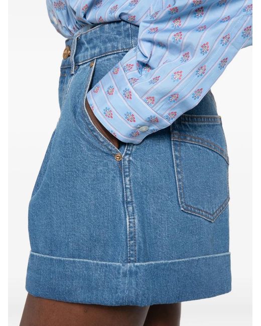 Zimmermann Blue Pleated Cuffed Shorts