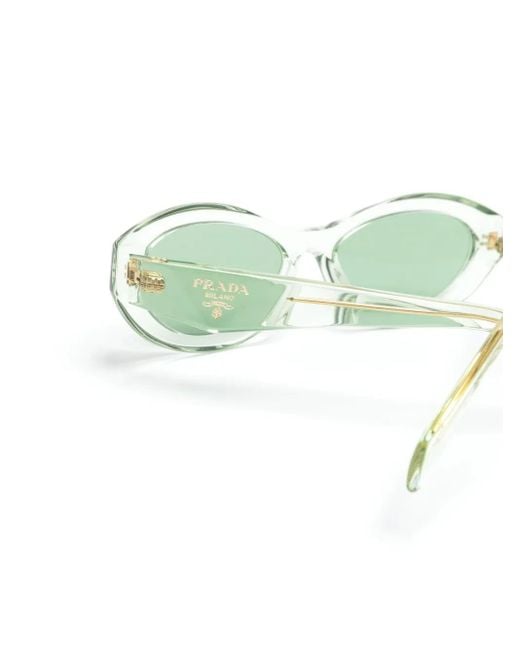 Prada Green Oval-Frame Sunglasses