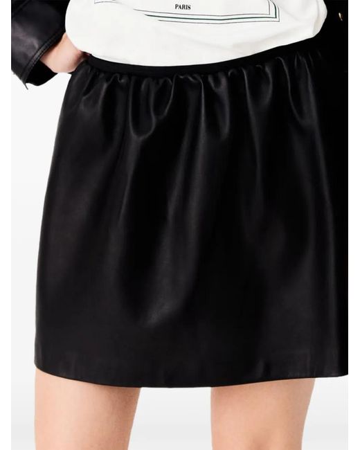 Maje Black Short Leather Skirt