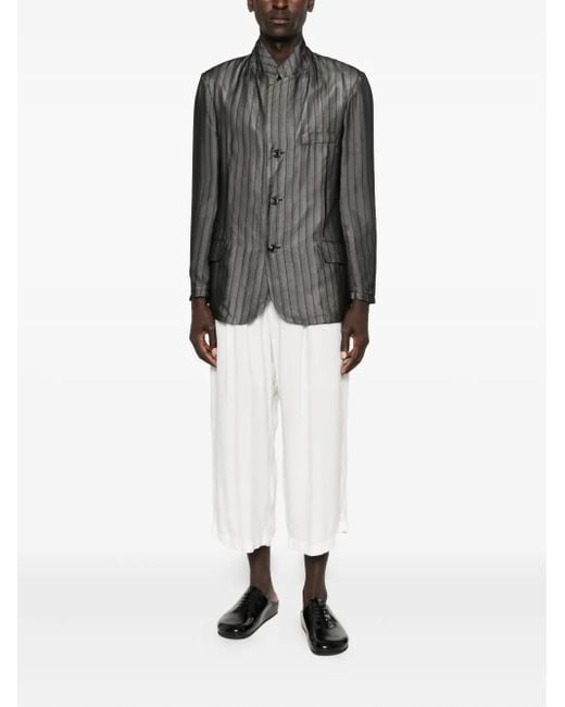 Yohji Yamamoto White Pleated Cropped Trousers for men