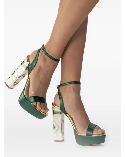 freya rose Green Arte Ankle-Strap Heeled Sandals