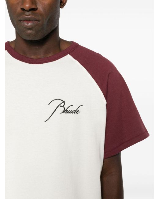 T-shirt à logo brodé Rhude pour homme en coloris Pink