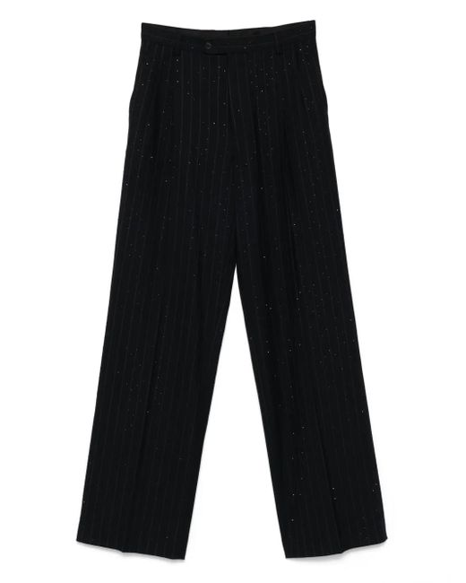 Sandro Black Rhinestone Striped Trousers