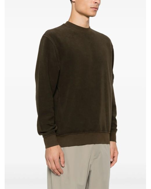 C P Company Brown Reverse Brushed & Emerized Diagonal Fleece Crewneck Sweatshirt for men