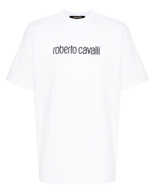 T-shirt con stampa di Roberto Cavalli in White da Uomo