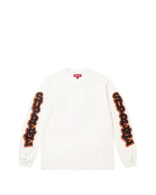 Supreme Natural Logo-Print Long-Sleeve T-Shirt for men