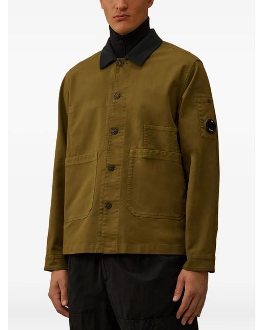 C P Company Green Buttoned-Pocket Jacket for men