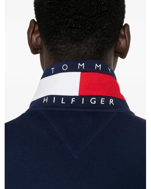 Tommy Hilfiger Blue Pull À Patch Logo Et Zip Partiel for men