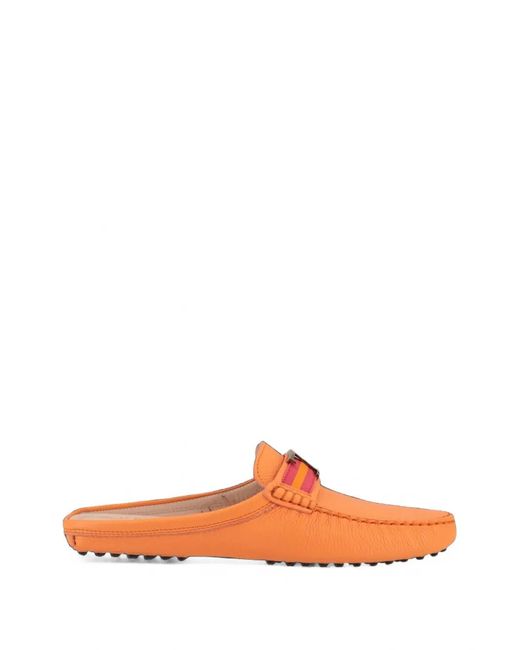 Tod's Orange T Timeless Leather Loafers