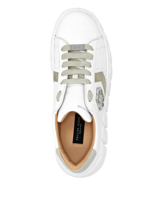 Philipp Plein White Hexagon Platform Sneakers