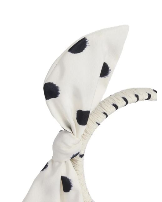 Patou White Polka Dot-Pattern Headband