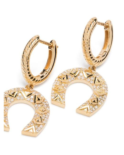 Harwell Godfrey Metallic 18Kt Horseshoe Diamond Drop Earrings