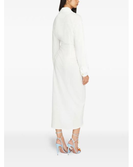 Donde Esteban White Shirt Tie Midi Dress