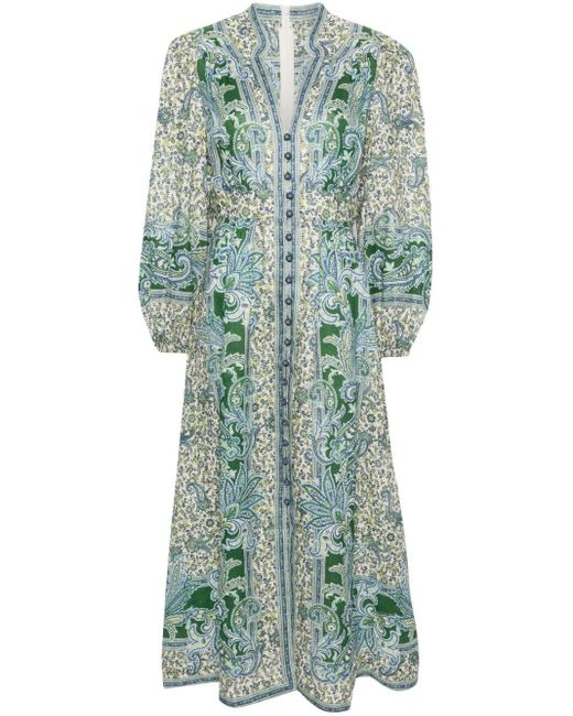 Zimmermann Green Ottie Floral-print Maxi Dress