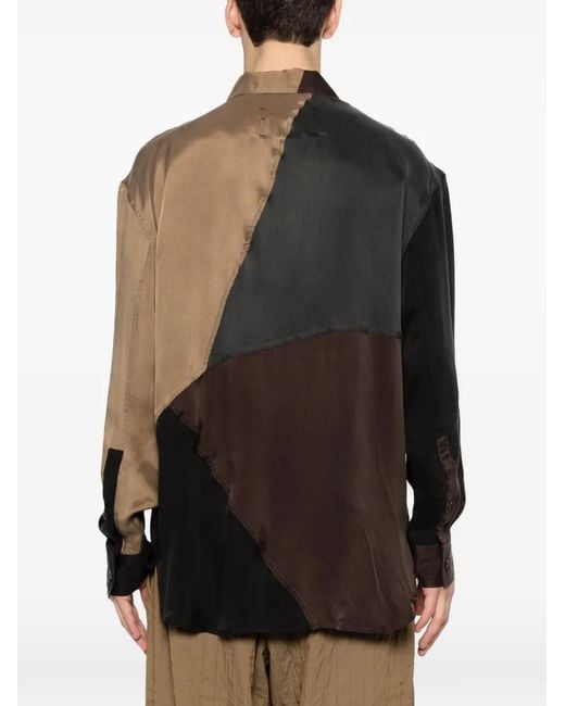Song For The Mute Black Patchwork Button-Fastening Shirt for men