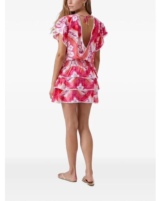 Melissa Odabash Pink Jess Tiered Mini Dress