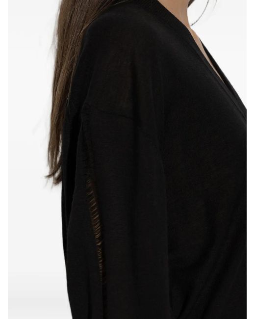 IRO Black Imagine Ladder-Stitch V-Neck Sweater