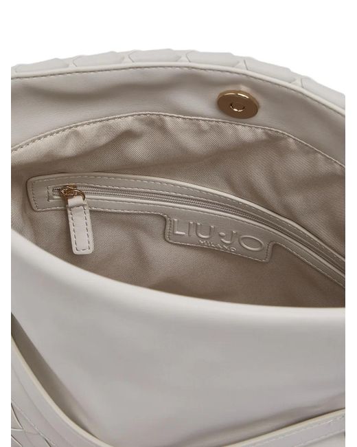 Liu Jo White Mittelgroße Riccy Schultertasche mit Webmuster