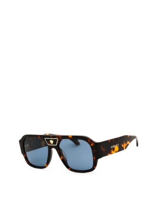 Versace Blue Medusa-Embellishment Tortoiseshell-Pattern Sunglasses for men