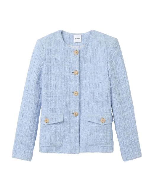 St. John Blue Textured Cotton Jacket