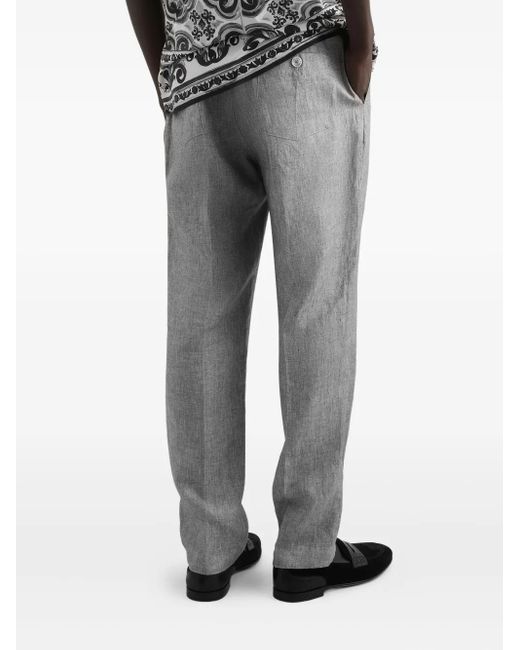 Dolce & Gabbana Gray Linen Trousers for men