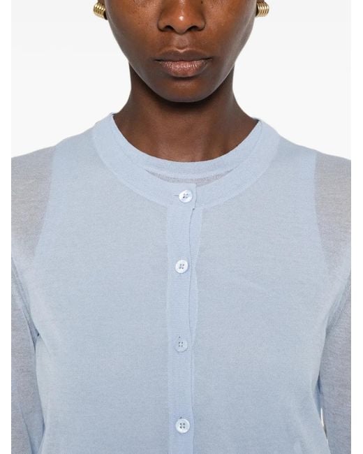 Dorothee Schumacher Blue Sheer-Knit Cardigan And Top Set