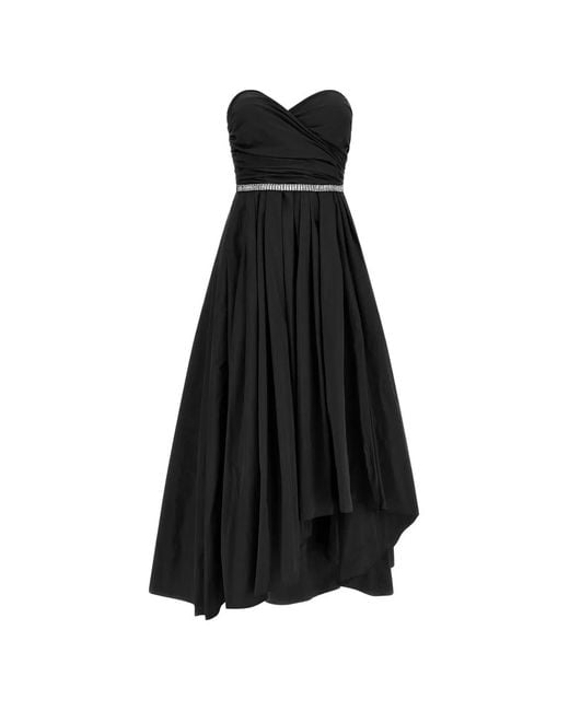 Pinko Black Off-The-Shoulder Sweetheart Asymmetric Dress