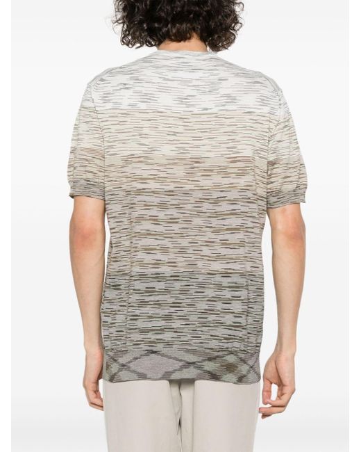 Missoni Gray Striped Cotton Knitted T-shirt for men