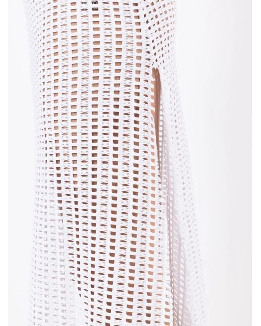 Amir Slama White Open-Knit Maxi Dress