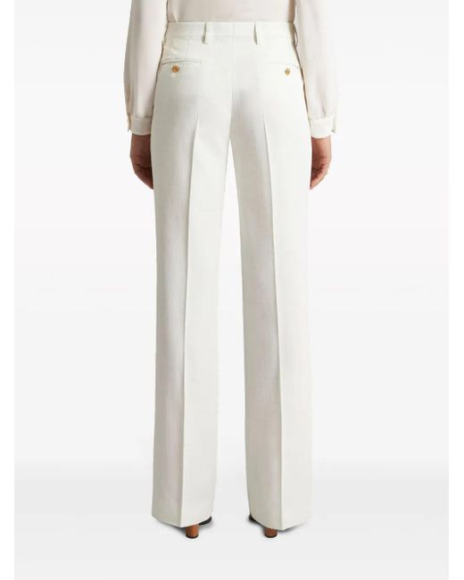 Etro White Straight-Leg Slub Fabric Trousers