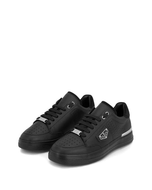 Philipp Plein Black Logo-Plaque Sneakers