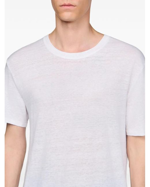 Sandro White Certified Linen T-Shirt for men